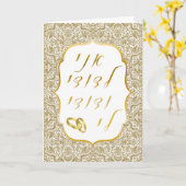 Gold Damask auf White Juwish Wedding Mazal Tov Karte (Gelbe Blume)