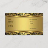 Gold Damask Black Floral Jewel Elegant Klasse Visitenkarte (Rückseite)