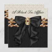 Gold Damask Black Krawatte Formal Corporate Party Einladung (Vorne/Hinten)