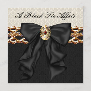 Gold Damask Black Krawatte Formal Corporate Party Einladung