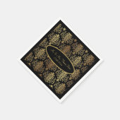 Gold Damask Black Script Wedding Elegant Serviette (Ecke)