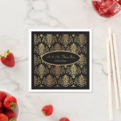 Gold Damask Black Script Wedding Elegant Serviette (Beispiel)
