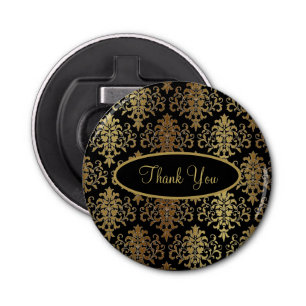Gold Damask Black Script Wedding Elegant Vielen Da Flaschenöffner