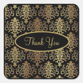 Gold Damask Black Script Wedding Elegant Vielen Da Quadratischer Aufkleber