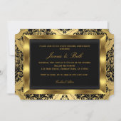 Gold Damask Bow Foto 50. Hochzeitstag 3 Einladung (Rückseite)