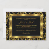 Gold Damask & Bow Foto 50. Hochzeitstag Einladung (Rückseite)