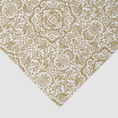 Gold Damask Brocade auf weißem Geschenk oder Decou Seidenpapier (Ausschnitt)