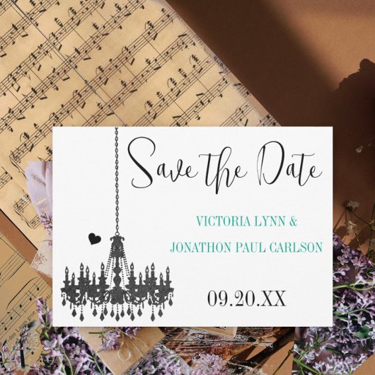 Gold Damask Dein Foto auf der Rückseite Kronleucht Save The Date