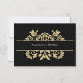 Gold Damask Einfache Elegante Reaktion Einladung (Rückseite)