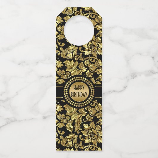 Gold Damask Flaschenanhänger (Rückseite)