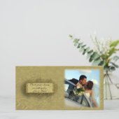Gold Damask Foto-Karte Dankeskarte (Stehend Vorderseite)