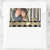 Gold Damask Foto-Namen Save the Date Labels Rechteckiger Aufkleber (Tasche)