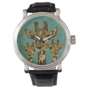 Gold Damask Giraffen Floral Retro Watch Armbanduhr