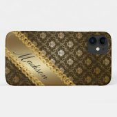 Gold Damask Girly Shiny Elegante Persönlicher Name Case-Mate iPhone Hülle (Rückseite (Horizontal))