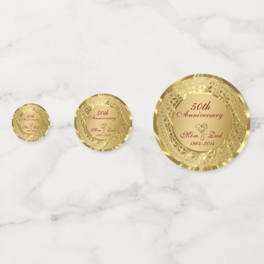 Gold Damask & Herz Konfetti (Rückseiten)