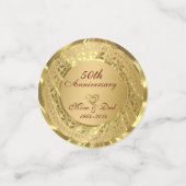 Gold Damask & Herz Konfetti (Klein Vorderseite)