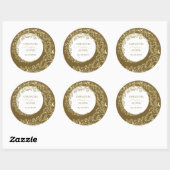 Gold Damask Hochzeit Runder Aufkleber (Blatt)