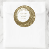Gold Damask Hochzeit Runder Aufkleber (Tasche)
