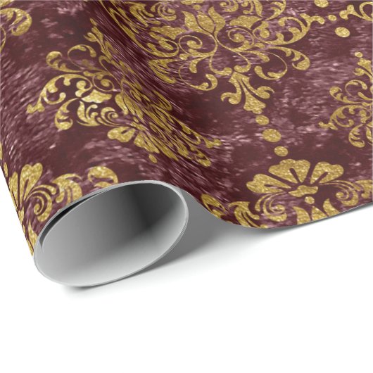 Gold Damask im Hintergrund Geschenkpapier (Rolleneckpunkt)