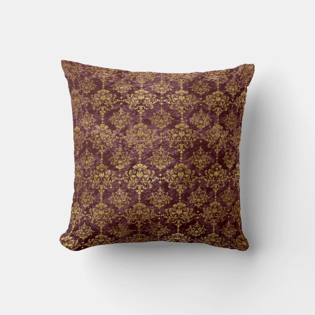Gold Damask im Hintergrund Kissen (Vorderseite)