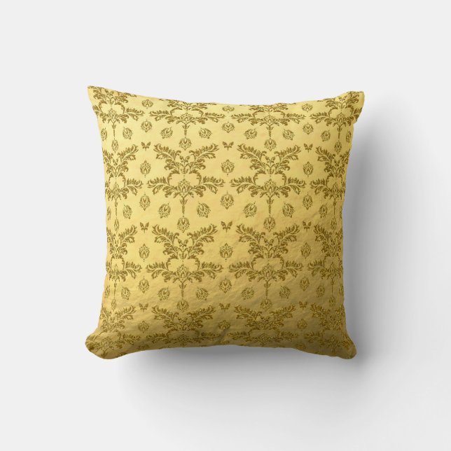 Gold Damask Imitate Gold Foil Kissen (Vorderseite)