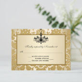 Gold Damask, Kronier Wedding Repair Card RSVP Karte (Stehend Vorderseite)