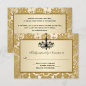 Gold Damask, Kronier Wedding Repair Card RSVP Karte (Vorne/Hinten)