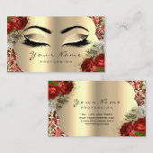 Gold Damask Makeup Artist Lash Rote Rose Lux Visitenkarte (Vorne/Hinten)