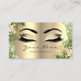 Gold Damask Makeup Artist Lashes Blumengrün Visitenkarte