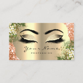 Gold Damask Makeup Artist Lashes Floral Coral Peac Visitenkarte