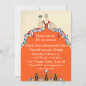 GOLD DAMASK MASK UND ORANGE LADY MASQUERADE PARTY EINLADUNG (Rückseite)