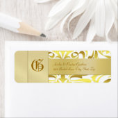 Gold Damask Monogram Gold Wedeladresse Label (Insitu)