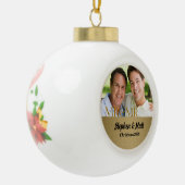 Gold Damask Mr & Mr. Gay Christmas Foto Keramik Kugel-Ornament (Links)