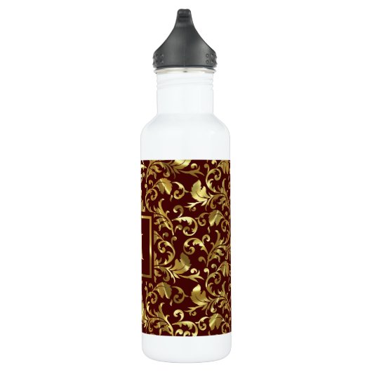 Gold Damask Muster Edelstahlflasche (Rechts)