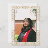 Gold Damask Muster Foto Abschluss Einladung (Rückseite)