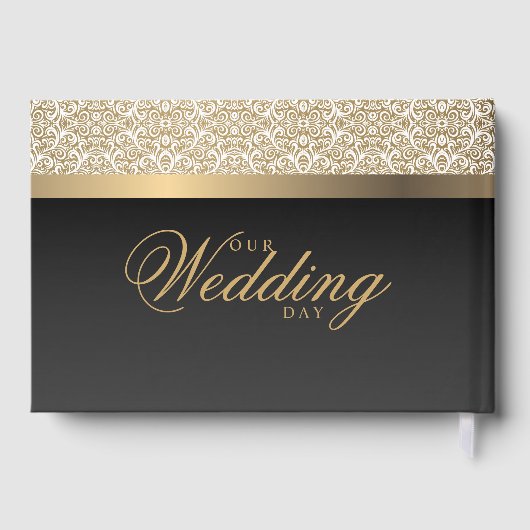 Gold Damask Muster und Black Gästebuch (Rückseite)