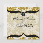 Gold Damask Paisley Wedite Einladung (Rückseite)