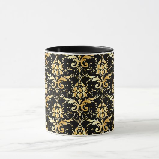 Gold Damask Pattern on Black Tasse (Zentrum)