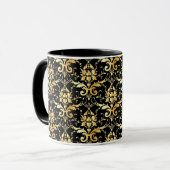 Gold Damask Pattern on Black Tasse (Vorderseite Links)