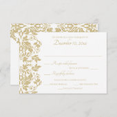 Gold Damask Response RSVP Karte (Vorne/Hinten)