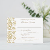 Gold Damask Response RSVP Karte (Stehend Vorderseite)