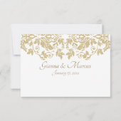 Gold Damask Response RSVP Karte (Rückseite)