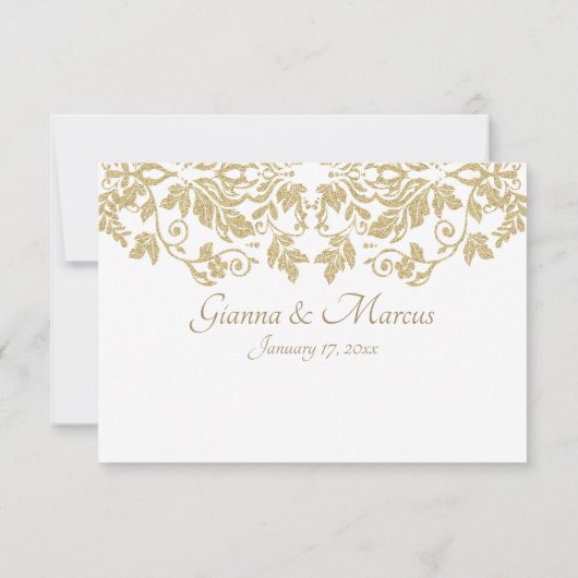 Gold Damask Response RSVP Karte (Rückseite)