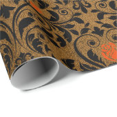 Gold Damask Rose Viktorianisch Gothic Vintag Geschenkpapier (Rolleneckpunkt)