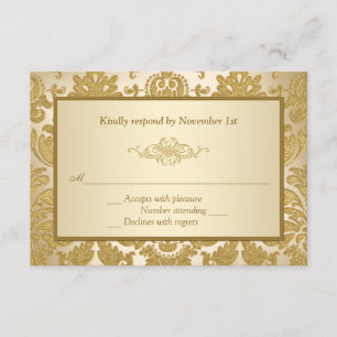 Gold Damask, Scroll 50. Jubiläumsresekarte RSVP Karte