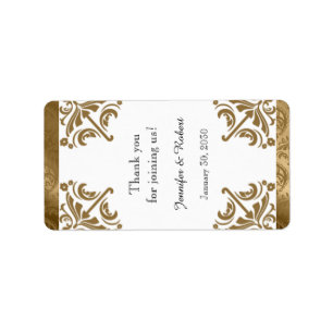 Gold Damask Silk Posh Wedding Lip Balm Label Adressaufkleber