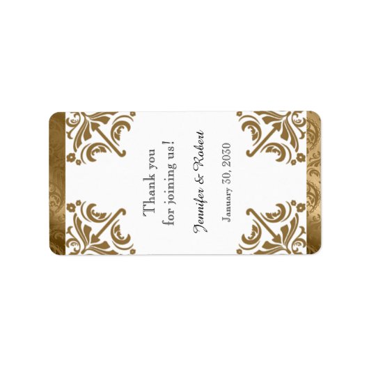 Gold Damask Silk Posh Wedding Lip Balm Label Adressaufkleber (Vorne)