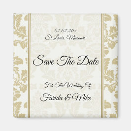 Gold-Damask Speichern der Einladung zum Date Magne Magnet