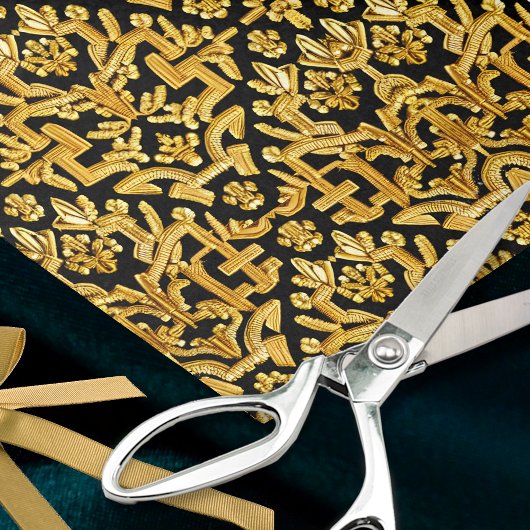 Gold Damask Stickerei - Verziertes historisches De Seidenpapier