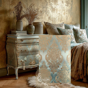 Gold-Damask, Textur-Effekt, Mint-Salbei-Grün Seidenpapier